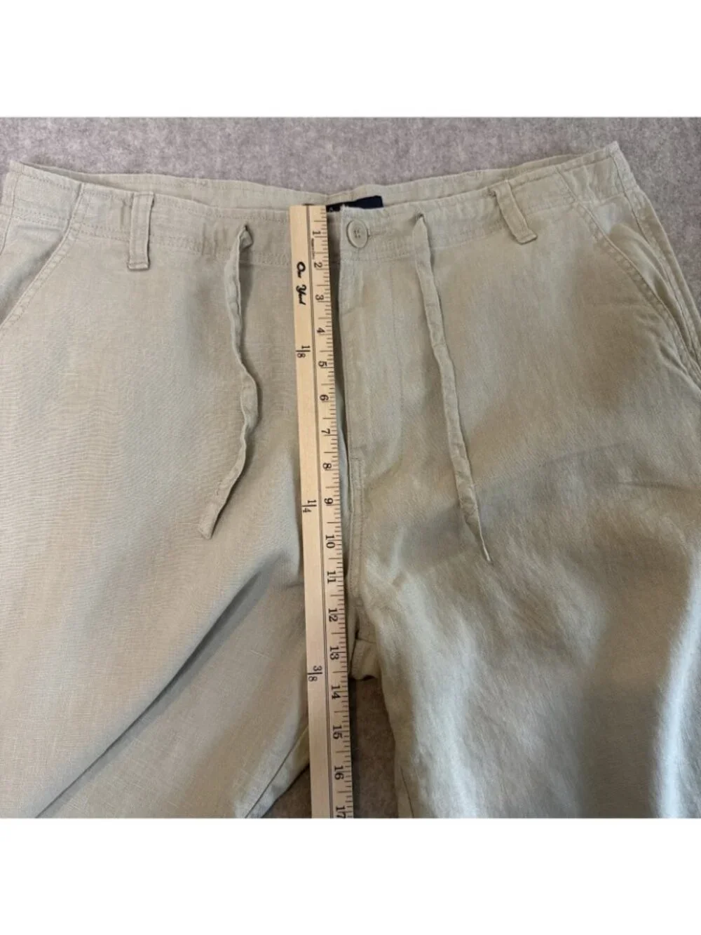 Sean John 100% Linen Drawstring Pants Men's 40x33 Khaki Straight Leg